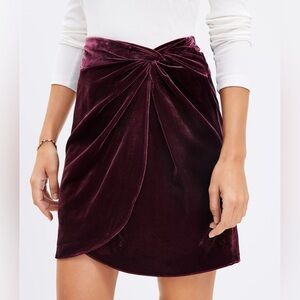 LOFT Petite Velvet Twist Mini Skirt